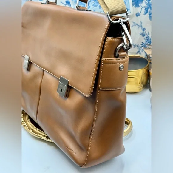 🆕 OROTON 🧿 NWOT Brown Leather Men's Briefcase - Picture 5 of 16